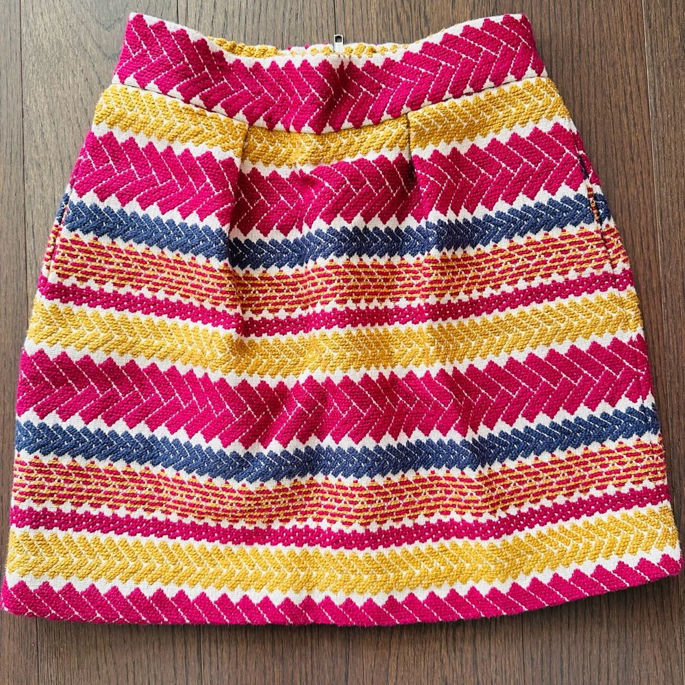 Anthropologie Pink, Yellow, and Blue Mini Skirt